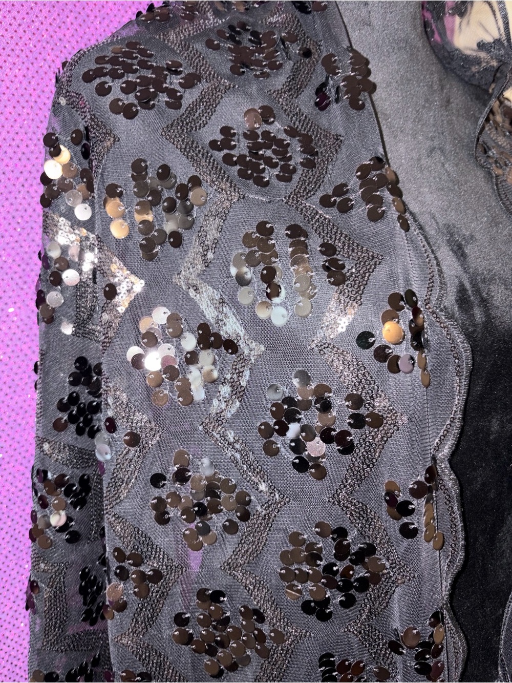 Joan Rivers Black Sequin Lace Capelet Shawl Evening Wrap Sheer Overlay OneSize - Picture 3 of 11